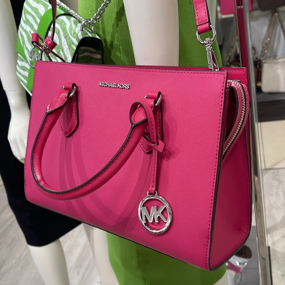 Michaela Kors Sheila Medium Faux Saffiano Leather Satchel
Dragonfruit 
NWT - Picture 5 of 16